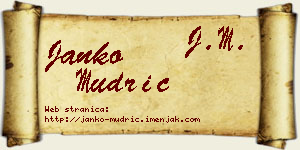 Janko Mudrić vizit kartica